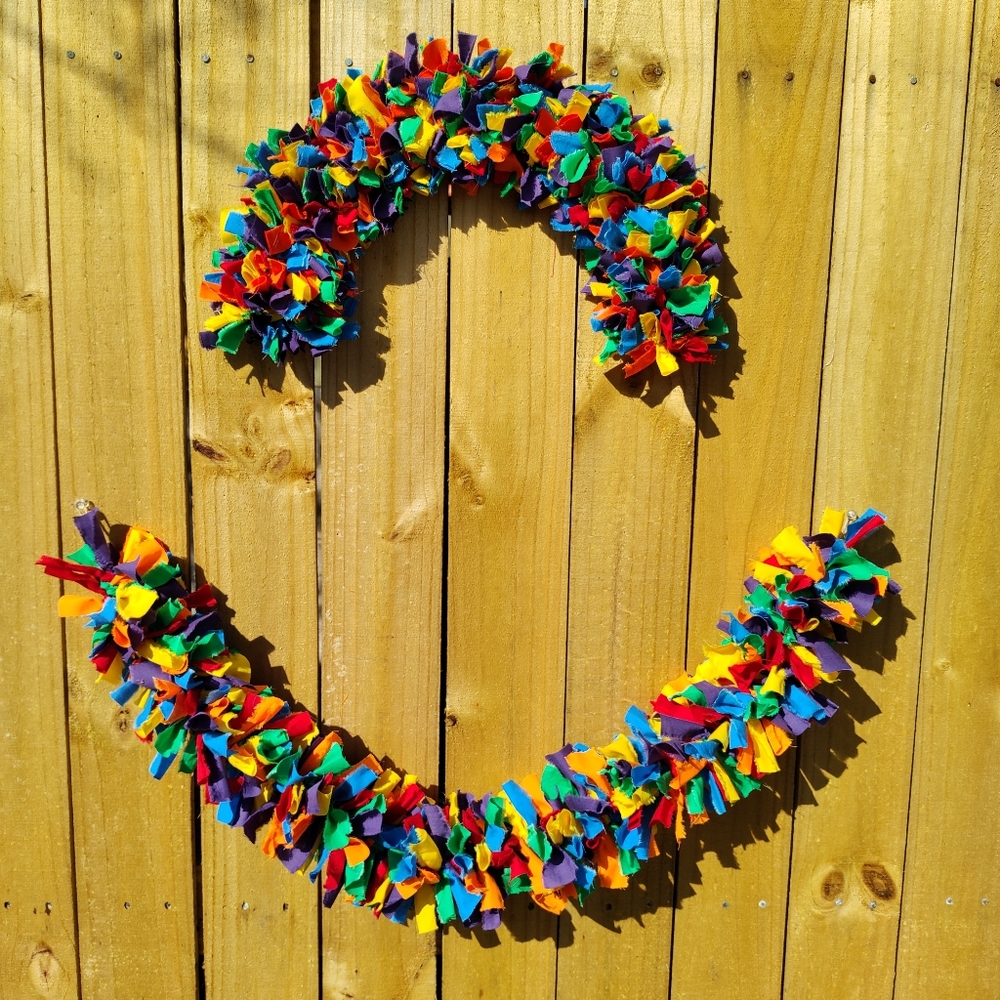Autism Rainbow rag wreath and garland set